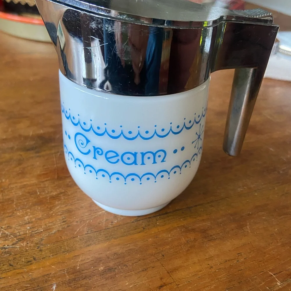 Vintage Gemco Blue Snowflake Creamer Pitcher